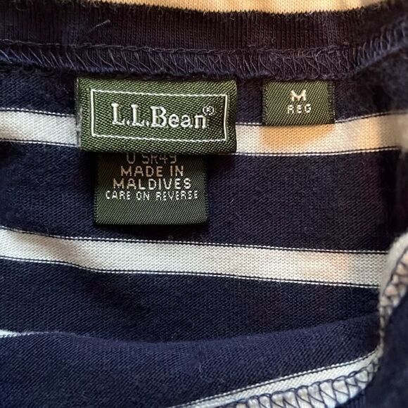 L.L.Bean Women's Navy And White Striped Long Sleeve Shift Dress - Picture 5 of 6